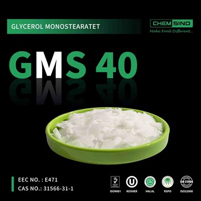 Émulsifiants No CAS :31566-31-1 GMS 40 flocons / Monostéarate de glycérol 40 flocons