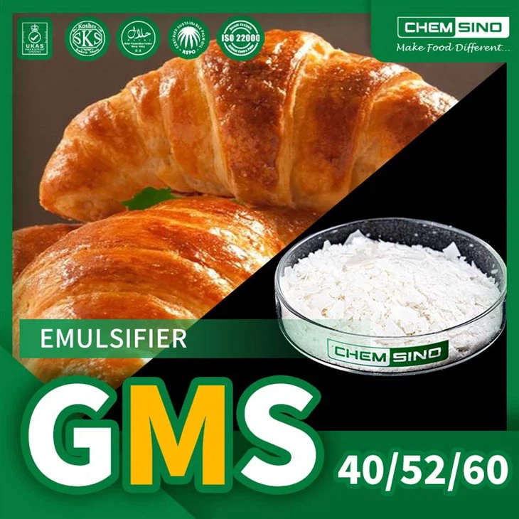 Utilisé comme émulsifiants Monostéarate de glycérol GMS 52 en poudre No. CAS 31566-31-1